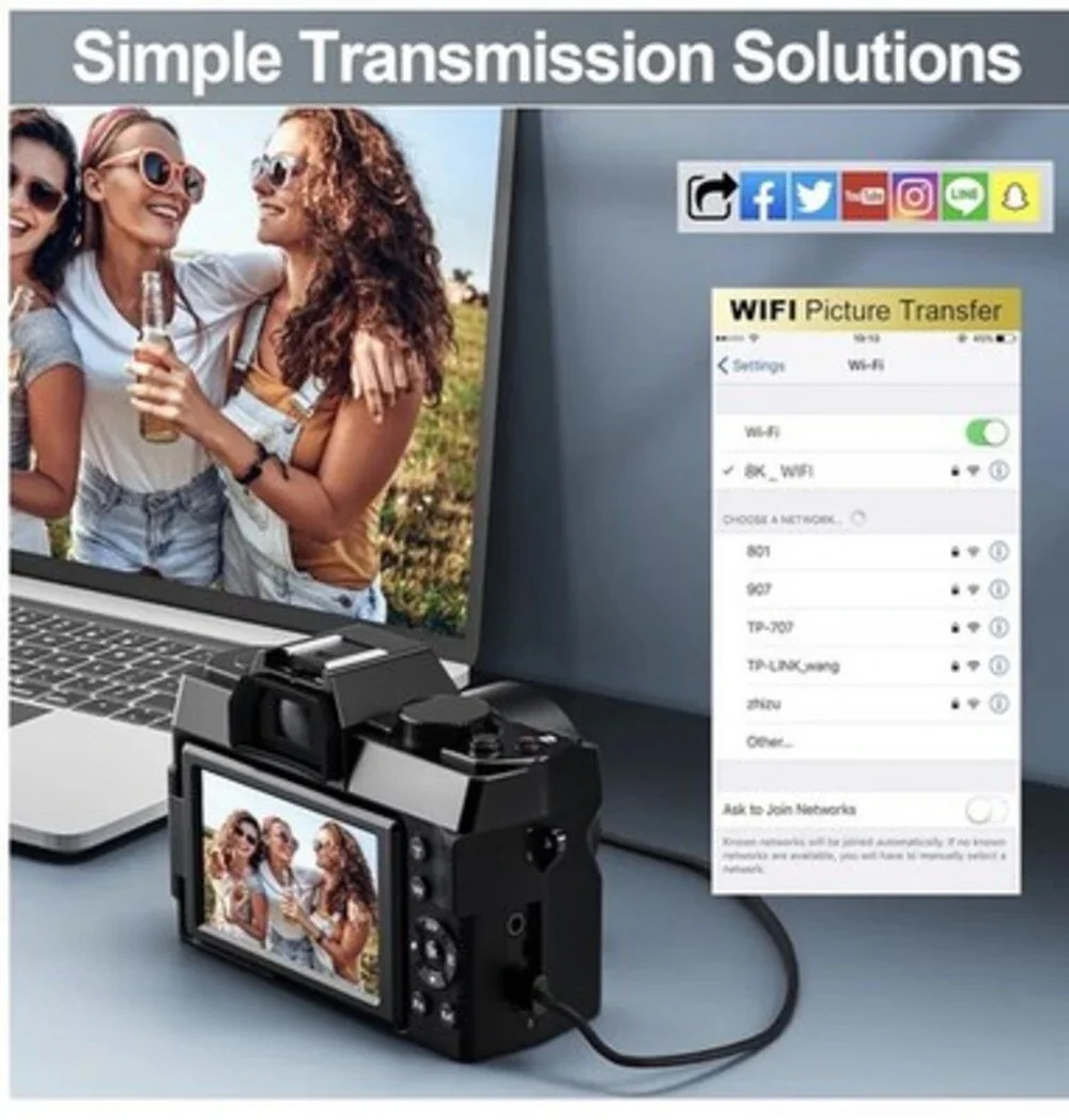 New in Box 8K&64MP Digital Cameras,16X Zoom, WiFi, 180° Flip Screen, Autofocus